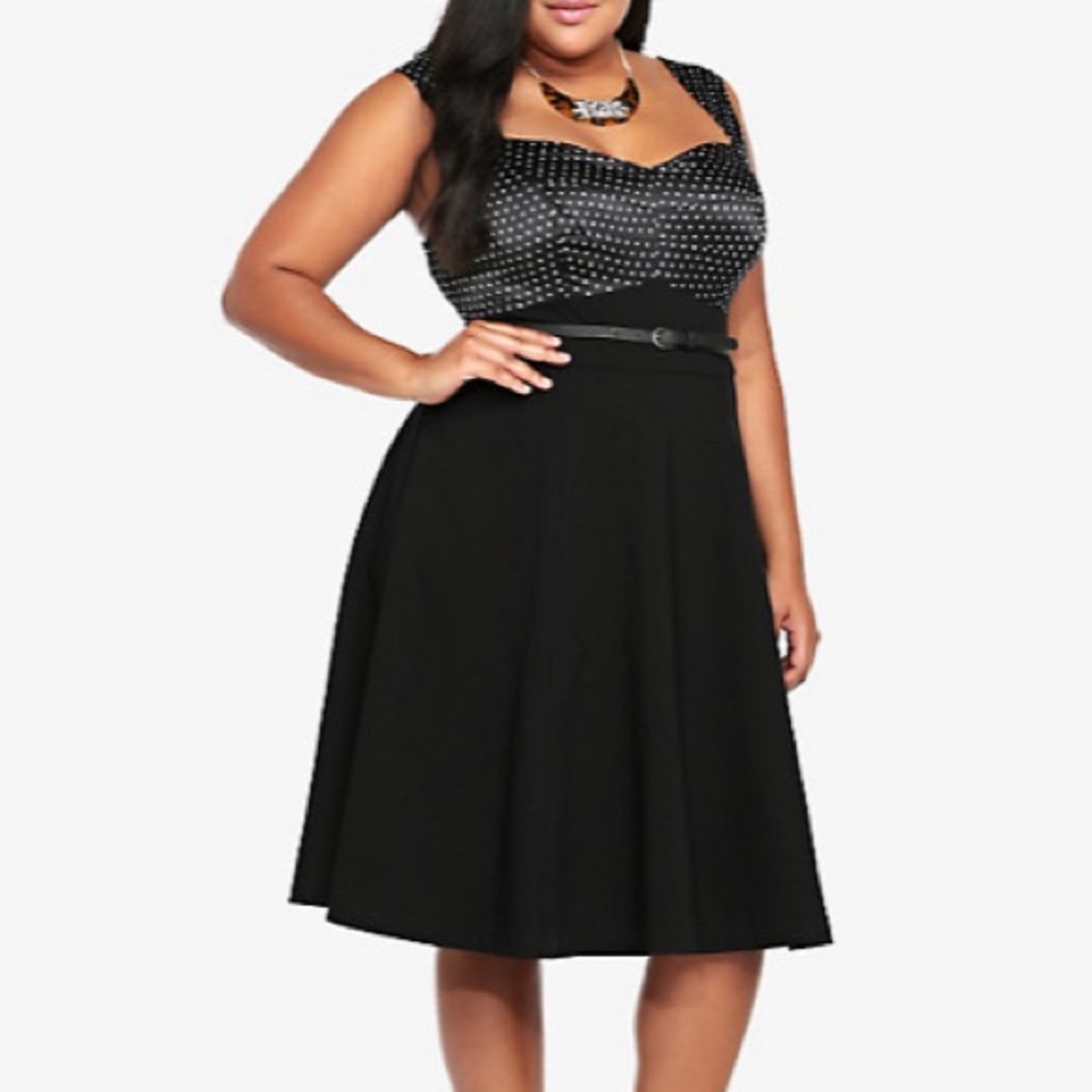 Torrid Polka Dot Miranda Retro Swing Fit Flare Skater Dress 14 No Belt